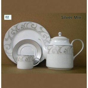 Porcelain Tea Set - Silver Mix