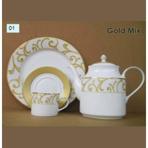 Porcelain Dinner Set - Gold Mix